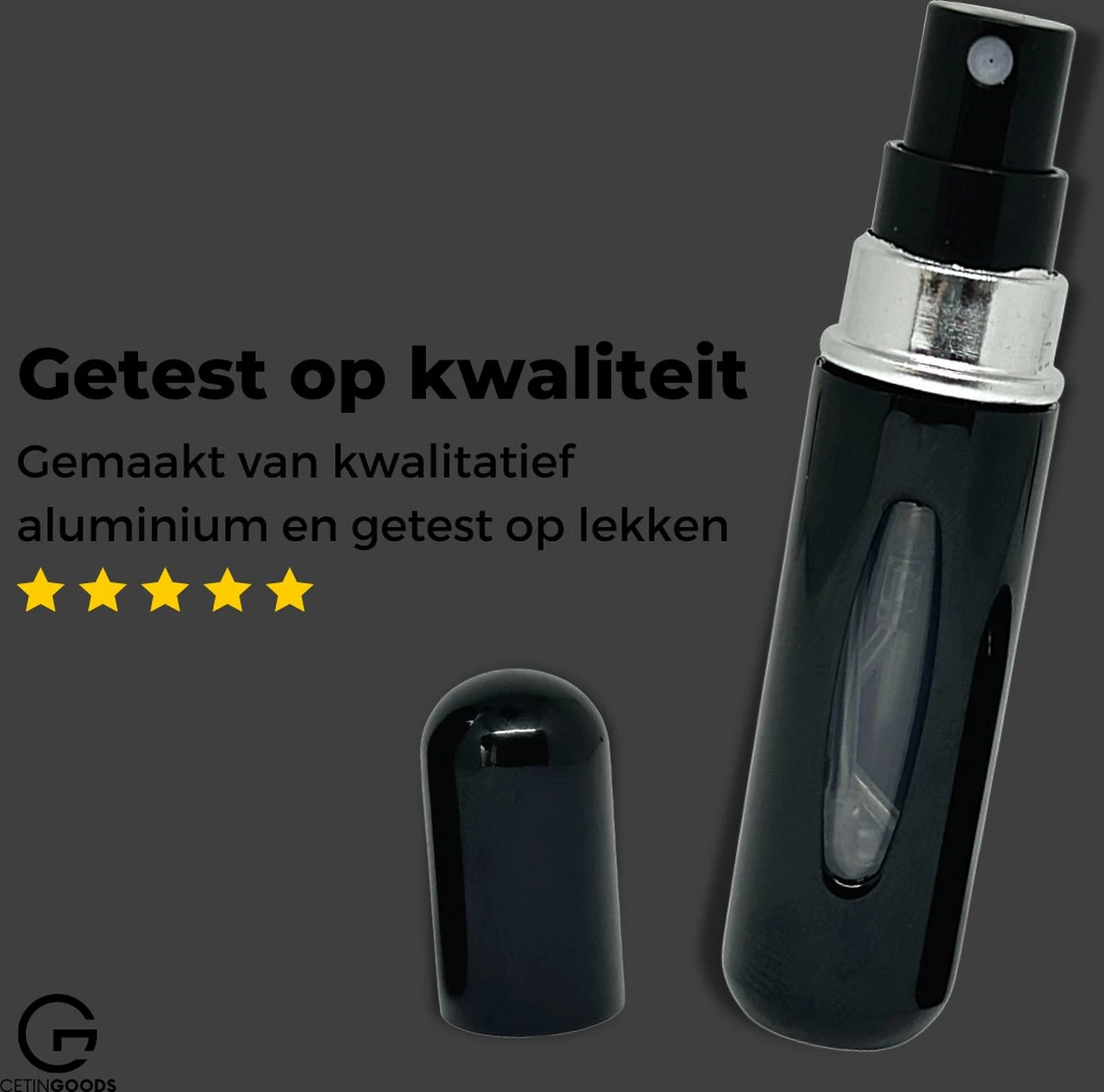 Cetins - Parfum Verstuiver Navulbaar - Mini Parfum Flesje - Reisflesje – Zwart 3 Cetins - Parfum Verstuiver Navulbaar - Mini Parfum Flesje - Reisflesje – Zwart - Afbeelding 3