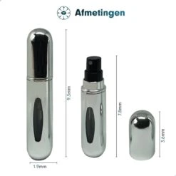 MaxedMore Navulbare Parfumverstuiver 5ml Zilver - 65 Keer Spraybare Parfum Verstuiver - Hervulbaar Tasverstuiver Voor Parfum - Meeneem Mini Geur Flesje Voor Op Reis - Lipstick Formaat Navulbaar Parfumflesje -Parfum Verkoopwinkel 1200x1200 396