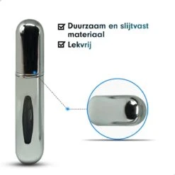 MaxedMore Navulbare Parfumverstuiver 5ml Zilver - 65 Keer Spraybare Parfum Verstuiver - Hervulbaar Tasverstuiver Voor Parfum - Meeneem Mini Geur Flesje Voor Op Reis - Lipstick Formaat Navulbaar Parfumflesje -Parfum Verkoopwinkel 1200x1200 399