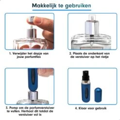 MaxedMore Navulbare Parfumverstuiver 5ml Blauw - 65 Keer Spraybare Parfum Verstuiver - Hervulbaar Tasverstuiver Voor Parfum - Meeneem Mini Geur Flesje Voor Op Reis - Lipstick Formaat Navulbaar Parfumflesje -Parfum Verkoopwinkel 1200x1200 462