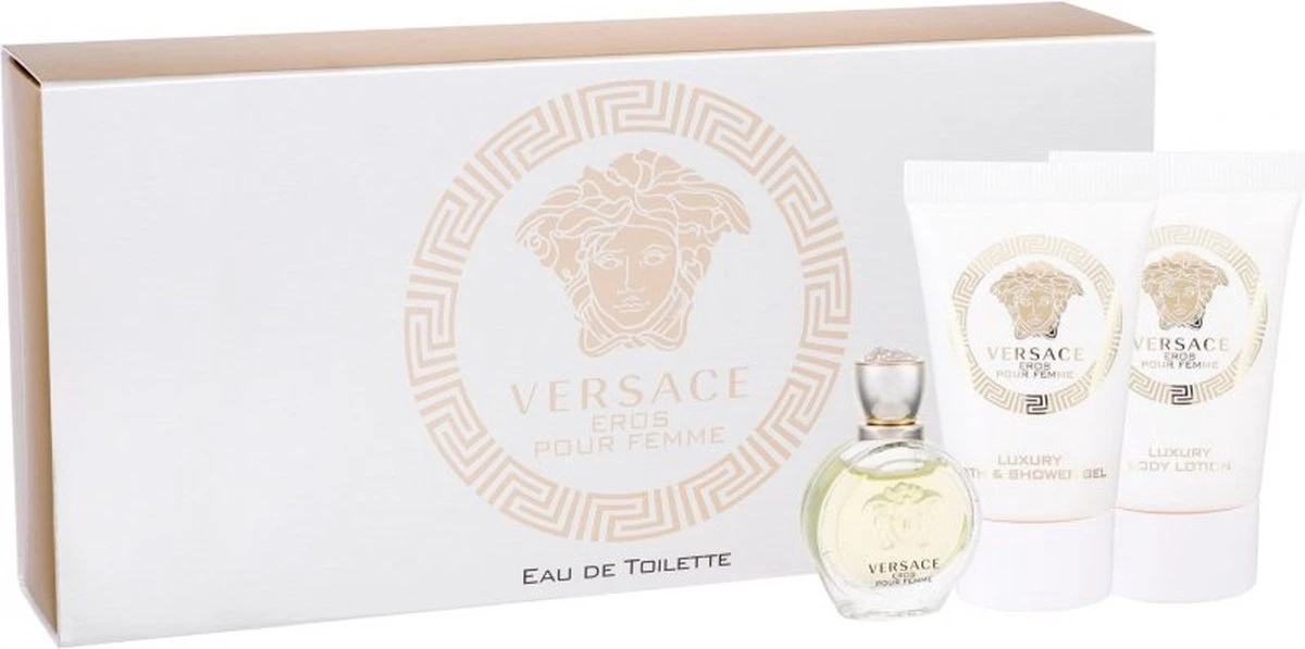 Versace Eros Pour Femme Giftset - 5 Ml Eau De Toilette Spray + 25 Ml Showergel + 25 Ml Bodylotion - Cadeauset Voor Dames 1 Versace Eros Pour Femme Giftset - 5 Ml Eau De Toilette Spray + 25 Ml Showergel + 25 Ml Bodylotion - Cadeauset Voor Dames