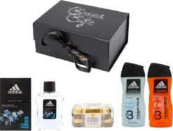 GreatGift® - Cadeaupakket Voor Hem - Adidas Geschenkset- Ferrero Rocher - Vaderdag - Voor Mannen - Cadeau Voor Hem - Cadeau - In Luxe Giftbox